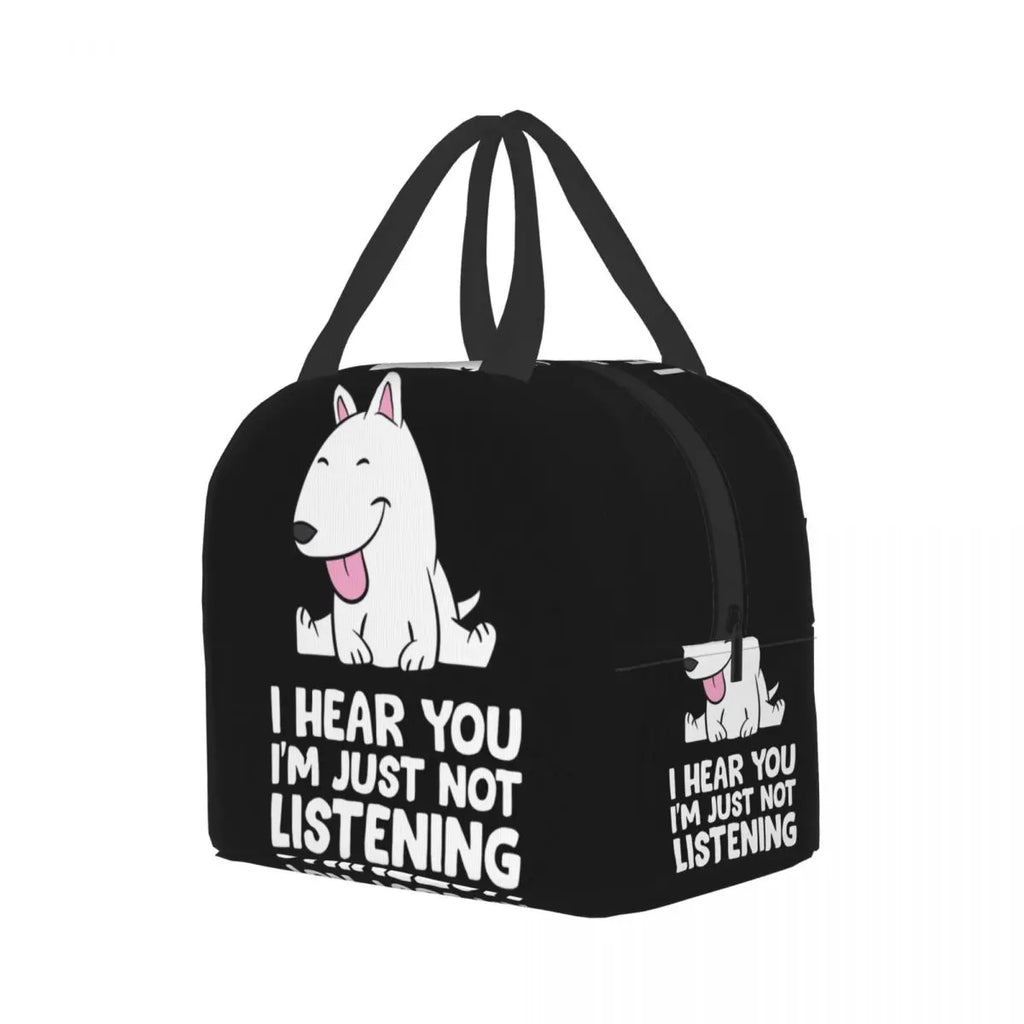 Funny Bull Terrier Insulated Lunch Bags for Women Dog Reusable Cooler