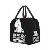 Funny Bull Terrier Insulated Lunch Bags for Women Dog Reusable Cooler