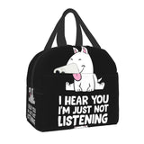 Funny Bull Terrier Insulated Lunch Bags for Women Dog Reusable Cooler