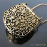 Vintage Bronze Locket Chain Pendant Long Necklace
