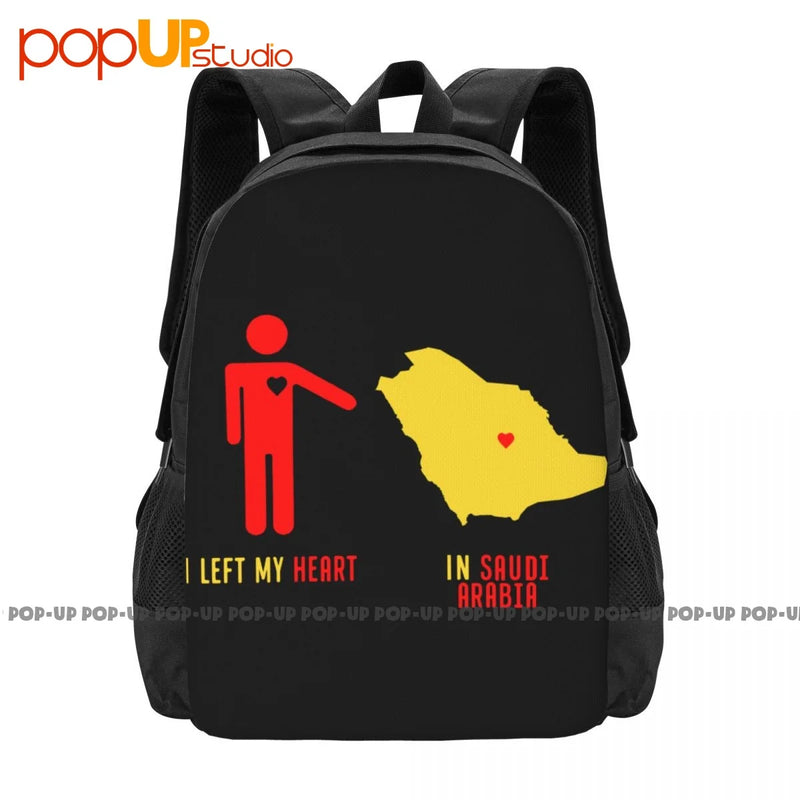 Heart In Saudi Arabia Map Backpack Large Capacity Swimming School Sport Bag