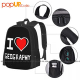 Geography Bicolor Heart Backpack Large Capacity School Bag