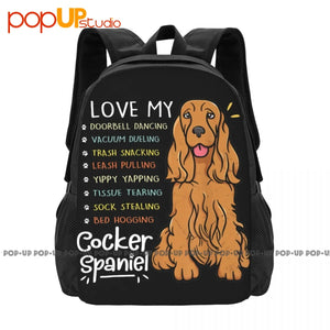 Cocker Spaniel Dog Backpack Large Capacity Travel Shoe Bag 3D Printing