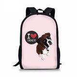 Boxer Dog School Backpack for Kids