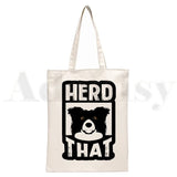 Border Collie Dog Harajuku Handbags Shoulder Bags Canvas Bag