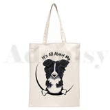 Border Collie Dog Harajuku Handbags Shoulder Bags Canvas Bag