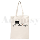 Border Collie Dog Harajuku Handbags Shoulder Bags Canvas Bag
