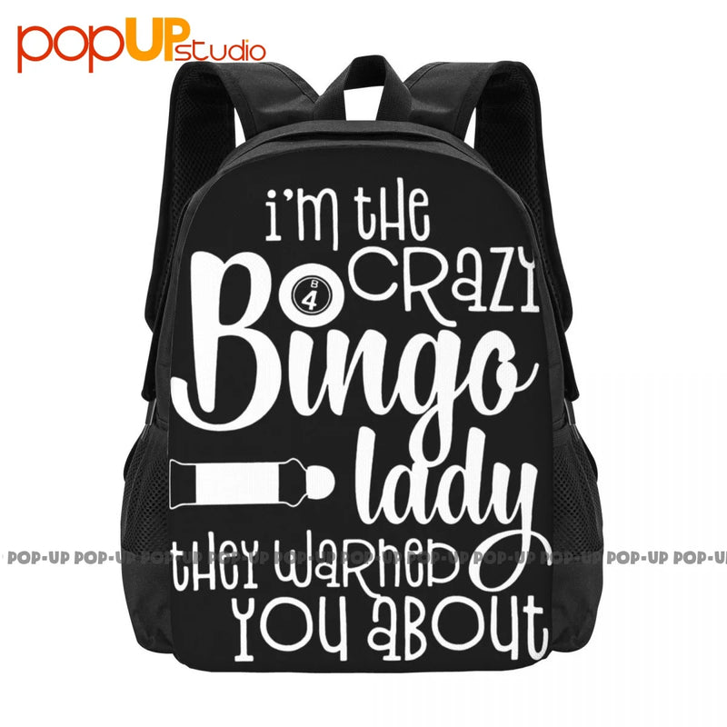 Crazy Bingo Lady Beach Bag Large Capacity Vintage Backpack