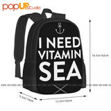 Vitamin Sea Fun Vegan Backpack Art Print Gym Tote Bag