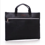 Double Zipper Portable Leather File Bag Meeting Bag