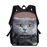 15 Inch Wisdom Cat Printing Backpack for Boys Girls
