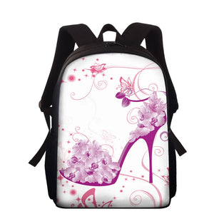 Casual Women's Backpack High Heels Printing Girls Schoolbag 15 Inch School Bags