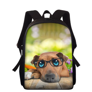 Animal Dog Printing School Backpack For Kids 15 Inch