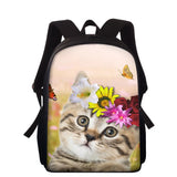 Cat Print School Backpack for Kids, 15 Inch