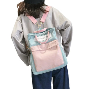 Comfortable Style Stitching Canvas Bag Multipurpose Backpack Female Messenger Ba