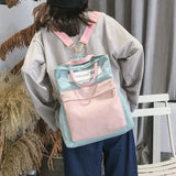 Comfortable Style Stitching Canvas Bag Multipurpose Backpack Female Messenger Ba