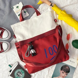 Comfortable Style Stitching Canvas Bag Multipurpose Backpack Female Messenger Ba