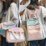 Comfortable Style Stitching Canvas Bag Multipurpose Backpack Female Messenger Ba