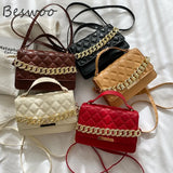 Quilted Plaid Shoulder Bag Crossbody Chain Ladies Square Bag