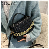 Quilted Plaid Shoulder Bag Crossbody Chain Ladies Square Bag