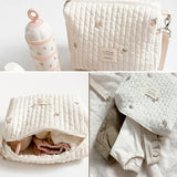 Bear Embroidery Makeup Bag Mommy Bag Nappy Pouch Travel Women's Clutch Handbags