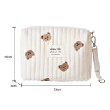 Bear Embroidery Makeup Bag Mommy Bag Nappy Pouch Travel Women's Clutch Handbags