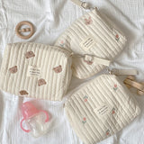 Bear Embroidery Makeup Bag Mommy Bag Nappy Pouch Travel Women's Clutch Handbags