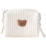 Bear Embroidery Makeup Bag Mommy Bag Nappy Pouch Travel Women's Clutch Handbags