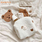 Bear Embroidery Makeup Bag Mommy Bag Nappy Pouch Travel Women's Clutch Handbags