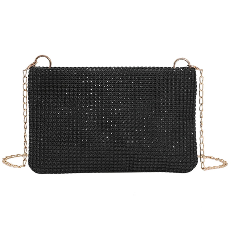 Rhinestone PU Leather Handbag Women's Underarm Shoulder Clutch Purse