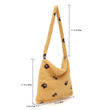 Winter Bear Print Shoulder Bag Plush Crossbody Bags