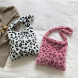 Winter Bear Print Shoulder Bag Plush Crossbody Bags