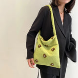 Winter Bear Print Shoulder Bag Plush Crossbody Bags