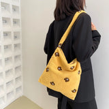 Winter Bear Print Shoulder Bag Plush Crossbody Bags