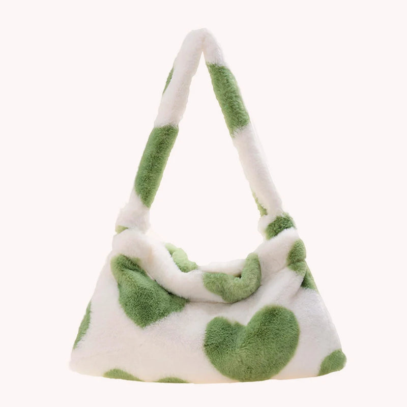 Women Flower Pattern Shoulder Bags Cow Print Bucket Bags Love Heart Handbag