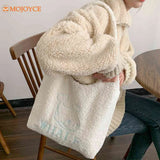 INS Mermaid Dolphin Print Tote Bag Soft Plush Shoulder Bag