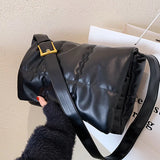 Women Padded Crossbody Bags Plaid High PU Leather Lingge Quilted Shoulder Bags