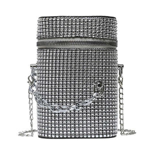 INS Women's Diamond Bucket Handbag Rhinestone Crystal Chain Shoulder Bag