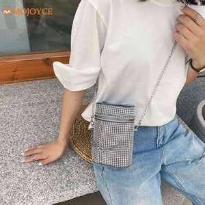 INS Women's Diamond Bucket Handbag Rhinestone Crystal Chain Shoulder Bag