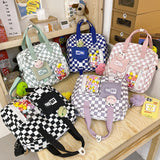 Japanese Plaid Shoulder Backpack Large Capacity Schoolbag