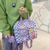 Japanese Plaid Shoulder Backpack Large Capacity Schoolbag