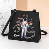 Square Bag Astronaut Pattern Tote Bag Casual Crossbody Shoulder Bag