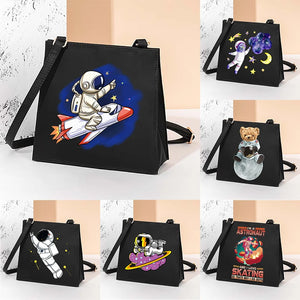 Square Bag Astronaut Pattern Tote Bag Casual Crossbody Shoulder Bag