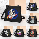 Square Bag Astronaut Pattern Tote Bag Casual Crossbody Shoulder Bag
