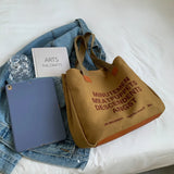 Niche Canvas Bag for Women Letter Hit Shoulder Bag Large Capacity Shopping Bag