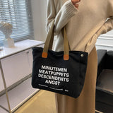 Niche Canvas Bag for Women Letter Hit Shoulder Bag Large Capacity Shopping Bag