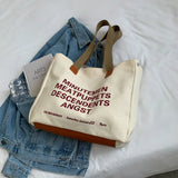 Niche Canvas Bag for Women Letter Hit Shoulder Bag Large Capacity Shopping Bag