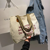 Niche Canvas Bag for Women Letter Hit Shoulder Bag Large Capacity Shopping Bag