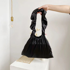 Ruched Women Shoulder Bag Ladies Ruffles Middle Handbag