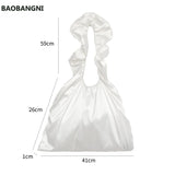 Ruched Women Shoulder Bag Ladies Ruffles Middle Handbag